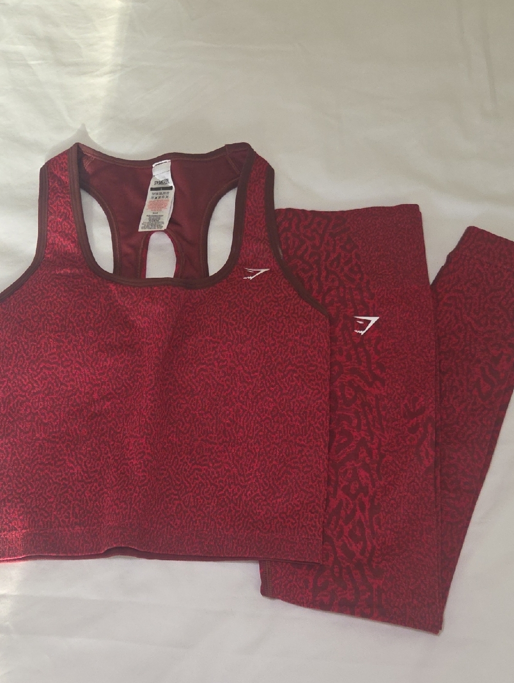 Gymshark Red Patterned Sports Bra & Leggings Set